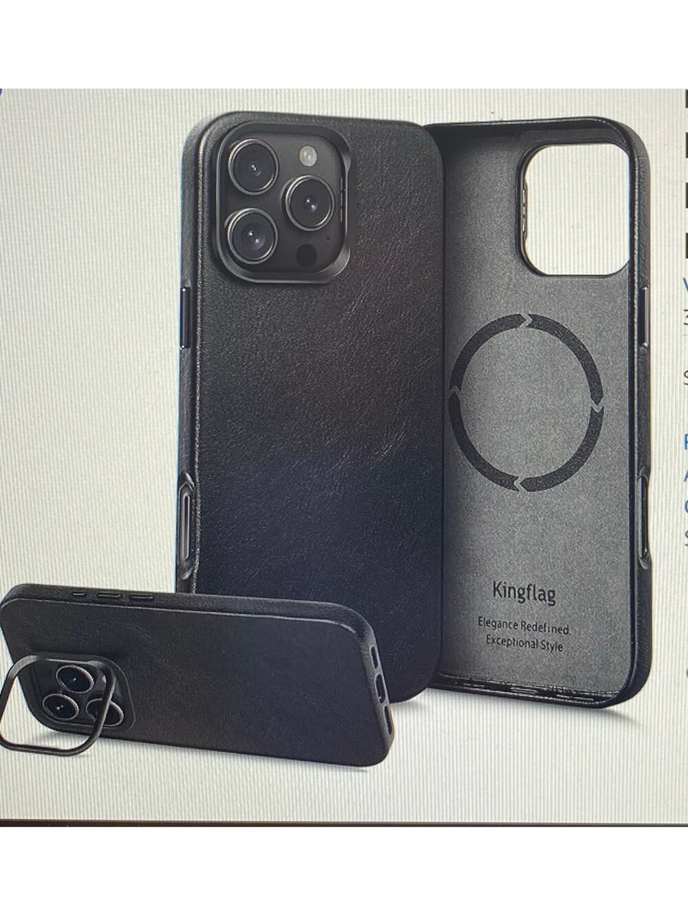 Kingflag Leather Wrapped Case for iPhone 16 Pro Retro Black